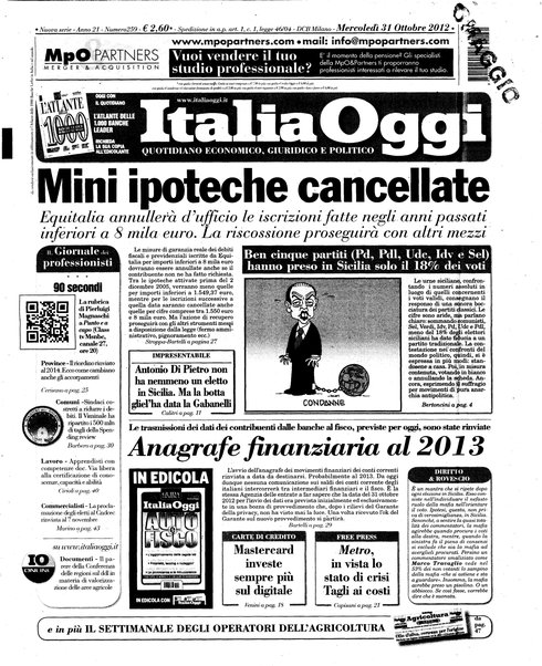 Italia oggi : quotidiano di economia finanza e politica